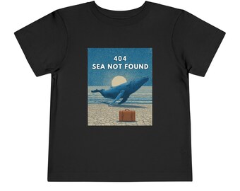Vintage Desert Whale Poster Tee 404 SEA NOT FOUND Whale Tee - Funny Error T-Shirt, Coder Humor, Retro Sunset