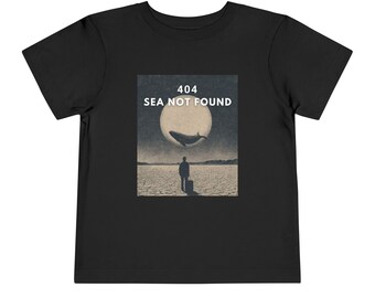 Minimal Line Whale Travel Tee 404 SEA NOT FOUND Whale Tee - Funny Error T-Shirt, Coder Humor, Retro Sunset
