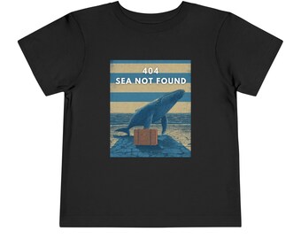 Vintage Desert Whale Poster Tee 404 SEA NOT FOUND Whale Tee - Funny Error T-Shirt, Coder Humor, Retro Sunset