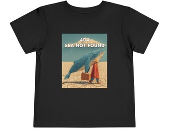 Vintage Desert Whale Poster Tee 404 SEA NOT FOUND Whale Tee - Funny Error T-Shirt, Coder Humor, Retro Sunset