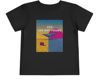 Neon Synthwave Whale Tee 404 SEA NOT FOUND Whale Tee - Funny Error T-Shirt, Coder Humor, Retro Sunset