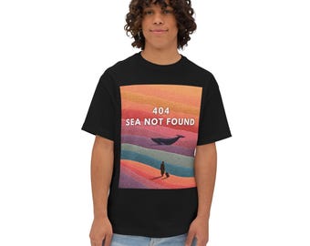 Pastel Watercolor Whale 3/4 Sleeve Tee Funny Error 404, Baseball Style, Retro Sunset Whale