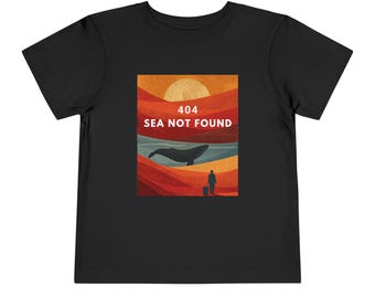Vintage Desert Whale Poster Tee 404 SEA NOT FOUND Whale Tee - Funny Error T-Shirt, Coder Humor, Retro Sunset