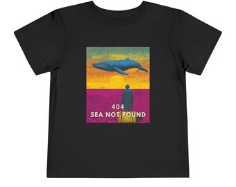 Neon Synthwave Whale Tee 404 SEA NOT FOUND Whale Tee - Funny Error T-Shirt, Coder Humor, Retro Sunset