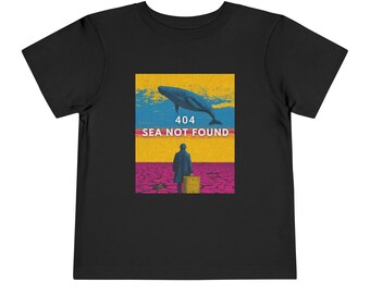 Neon Synthwave Whale Tee 404 SEA NOT FOUND Whale Tee - Funny Error T-Shirt, Coder Humor, Retro Sunset