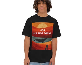 Vintage Desert Whale Poster 3/4 SleeveTee 404 SEA NOT FOUND - Funny Error 404, Baseball Style, Retro Sunset Whale, Baseball Style,