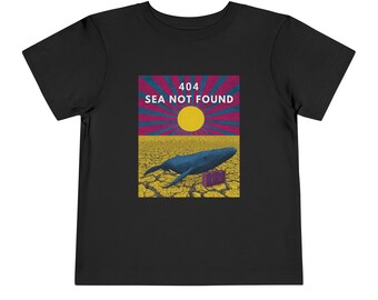 Neon Synthwave Whale Tee 404 SEA NOT FOUND Whale Tee - Funny Error T-Shirt, Coder Humor, Retro Sunset