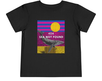 Neon Synthwave Whale Tee 404 SEA NOT FOUND Whale Tee - Funny Error T-Shirt, Coder Humor, Retro Sunset