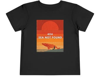 Vintage Desert Whale Poster Tee 404 SEA NOT FOUND Whale Tee - Funny Error T-Shirt, Coder Humor, Retro Sunset