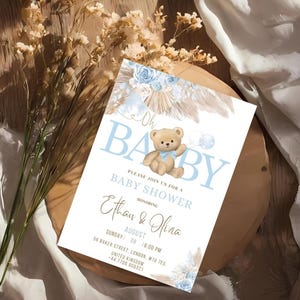 Editable Gender Neutral Bear Baby Shower Invitation, We Can Bearly Wait Baby Shower Invite, Brown Boho Bear Baby Shower, Neutral Bear