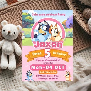 Editable Bluey birthday invitation, Bluey Boy party invite bluey  Bluey Party Invitation birthday party  Invite Canva Editable