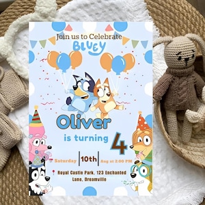 Editable Bluey birthday invitation, Bluey Boy party invite, bluey birthday party, Bday Party Invite, Canva Editable, Bluey Party Invitation