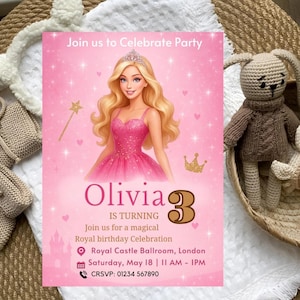 Birthday Invitation Pink Fashion Doll Birthday Party Theme Invite Birthday Party Instant Download Pink Invitation Girls Cute Doll Evite