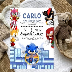 Editable Sonic Birthday Invitation Template, Digital Kids Party Invite Template, Boys & Girls Invite, Printable Birthday Party Invitations