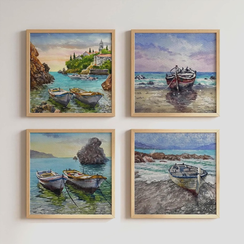 Original Watercolor Painting, Small Landscape Wall Art, Mini Framed ...
