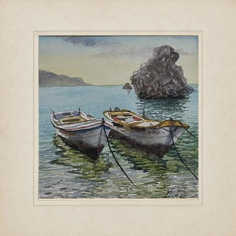 Original Watercolor Painting, Small Landscape Wall Art, Mini Framed ...