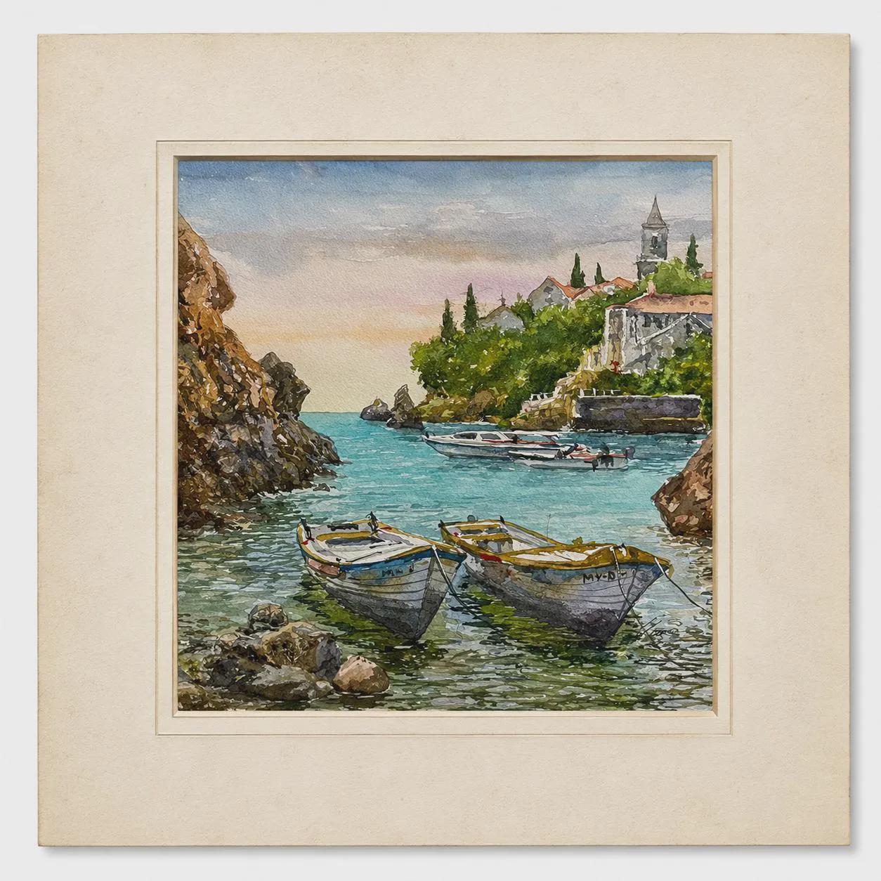 Original Watercolor Painting, Small Landscape Wall Art, Mini Framed ...