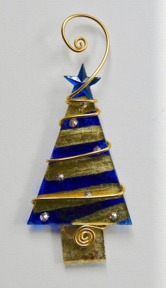 cobalt blue gold wire and crystal glass christmas ornament etsy - Blue And Gold Christmas Decorations cobalt blue gold wire and crystal glass christmas ornament etsy - Blue And Gold Christmas Decorations