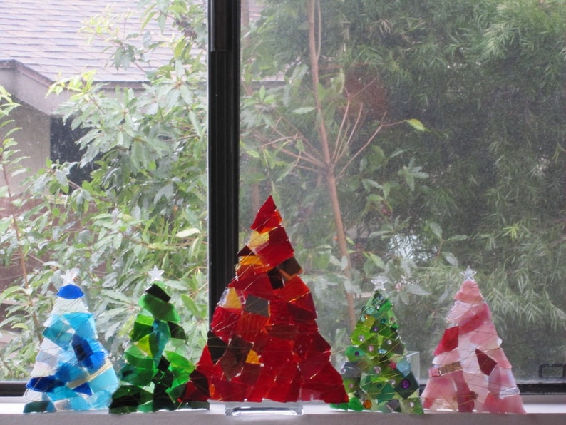 Glass Christmas Tree Pink White Irid Votive Etsy