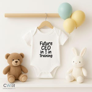 Biologische romper van Future CEO in Training™ | Grappige uniseks babyromper | Zakelijk babycadeau