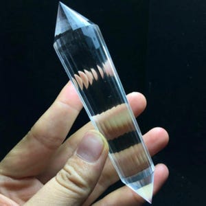 Natural Tibet Himalayan High Altitude Clear Crystal Quartz  24 Sided Facet Vogel Style Double Termination Wand Point Healing 5.10 inches