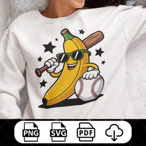 Let&#39;s Go Bananas Baseball PNG Funny Banana Playing Baseball, Digital Download for Sublimation Designs