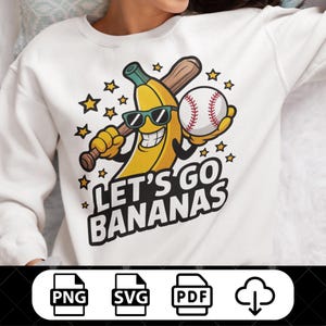 Let&#39;s Go Bananas PNG | Funny Monkey Sublimation Design | Banana Clipart | Summer PNG | Retro Fruit Graphic | Digital Download