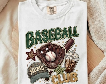 Baseball Moms Club PNG | Trendy Coquette Baseball Mom Shirt Design | Game Day Sublimation Clipart