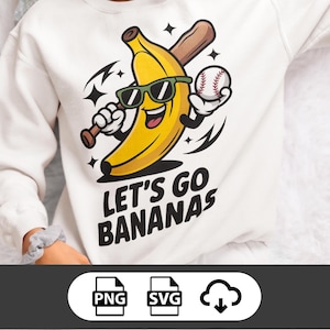 Funny Banana Baseball PNG: Sports Team Mascot Sublimation (Digital Download)