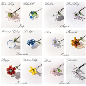 Birth Month Gift for Mom Glass Flower Bouquet Personalized Home Decor Family Keepsake image 13