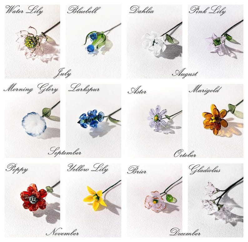 Birth Month Gift for Mom Glass Flower Bouquet Personalized Home Decor Family Keepsake image 13