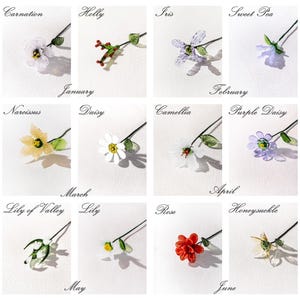 Birth Month Gift for Mom Glass Flower Bouquet Personalized Home Decor Family Keepsake image 12