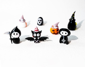 Handmade Glass pooky Pumpkin Ghost Witch DHalloween Mini Figurine S ecorations Gift Home Decor