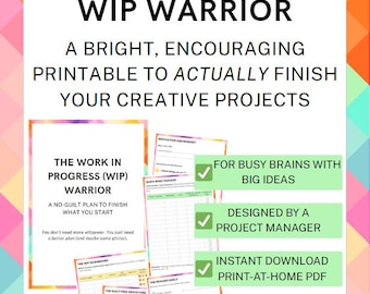 WIP Warrior Printable Planner: Craft Project Tracker (PDF Download A4 Bundle)