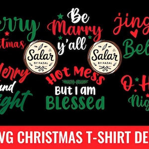 Kerst-T-shirt - bundel met lettertypen - typografiet-shirt, typografieontwerpen, typografieprint, typografie, typografiekunst, typografieshirt.