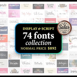 Display & Script Font Collection - This bundle includes 74 Premium Fonts - Planner Fonts - Farmhouse Font  - Goodnotes Font - Procreate Font