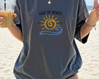 Gulf of Mexico Garment-Dyed T-shirt, Beachwear, Travel Souvenir, Summer Fashion, Gift for Coastal Lovers