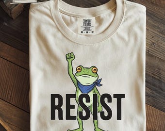 Resist Portland Frog Comfort Colors T-Shirt, Activist Tee