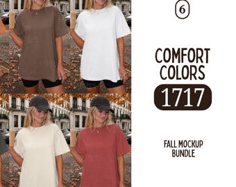 Paquete de maquetas Comfort Colors 1717 Otoño CC1717 Paquete de maquetas de camisas Printify Impresión bajo demanda POD Paquete de maquetas de Halloween Otoño Marfil Espresso