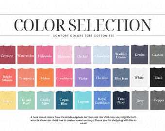 Ultimate Editable Comfort Colors 9018 Color Chart Mockup Canva Template Kids Comfort Colors Color Chart CC9018 TShirt Color Guide
