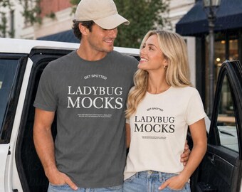 Male Comfort Colors Pepper Ivory 1717 Couple Mockup Man Pepper Men CC1717 Comfort Colors Shirt Mockup Aesthetic Comfort Colors Couple