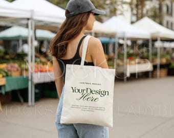 Bonita maqueta de bolso de mano, impresión bajo demanda, maqueta de bolso Liberty Bags OAD113 POD, bolso de mano de lona beige tostado