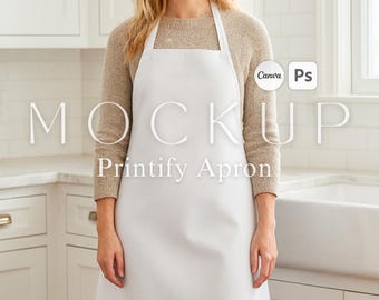 Realistic AOP Apron Mockup Printify Apron Mock Print on Demand POD Canva Template Apron Mockup PSD Mock Up