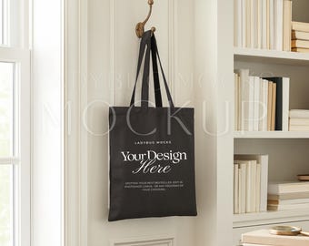 Cute Tote Bag Mockup Printify Print on Demand Tote Mock Up Printify Liberty Bags OAD113 POD Black Tote Bag