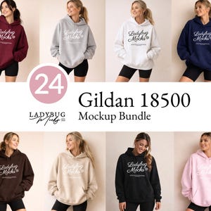 Gildan 18500 Mockup Bundle G18500 Hoodie Mockup Bundle Printify Print on Demand POD Hooded Sweatshirt Mockup Bundle