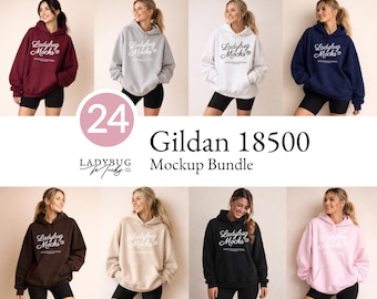 Gildan 18500 Mockup Bundle G18500 Hoodie Mockup Bundle Printify Print on Demand POD Hooded Sweatshirt Mockup Bundle