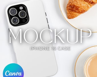 Cute Phone Case Mockup Canva Template iPhone Case Mockups iPhone 16 Case Mockup Tough Phone Case Mock for Print on Demand Printify