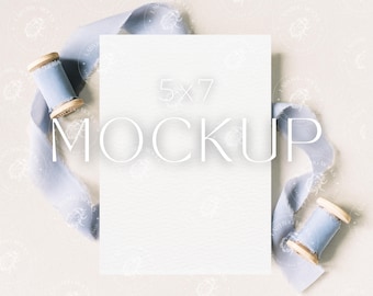 Modern Blue Wedding Invitation Mockup 5x7 Invite Mockup Bridal Shower Wedding Invitation Mock Up Card Mockup Canva Photoshop PSD Engagement