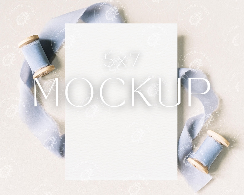 Modern Blue Wedding Invitation Mockup 5x7 Invite Mockup Bridal Shower Wedding Invitation Mock Up Card Mockup Canva Photoshop PSD Engagement