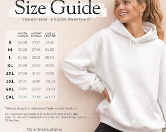 Gildan 18500 Size Chart Editable Canva Template Size Chart G18500 Hoodie Size Chart Size Guide Hooded Sweatshirt Print on Demand